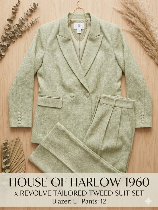 House of Harlow 1960 Jackets & Blazers - House of Harlow 1960 x REVOLVE Double-Breasted Tweed Blazer (L) & Pants (12) Set